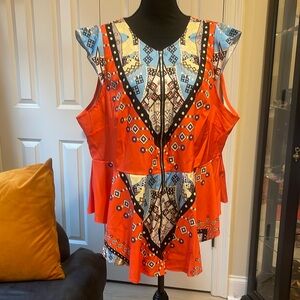 African peplum top 3x NWOT